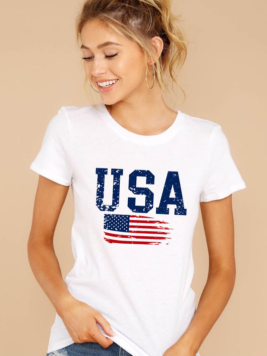 American Flag Graphic Cotton Tee