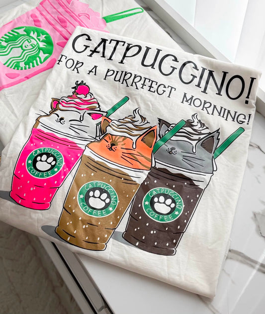 Catpuggino For A Purrfect Morning Graphic T-Shirt