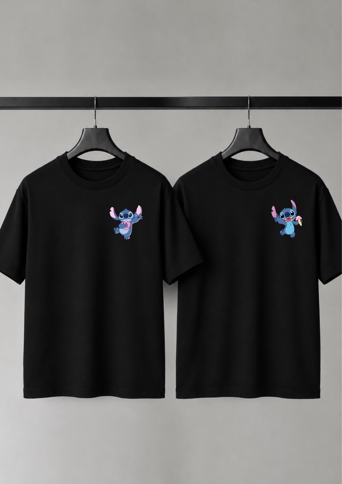 Cute Stitch Friendship Graphic Cotton T-Shirt