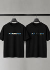 Cute White & Black Cat Graphic Couple T-Shirt