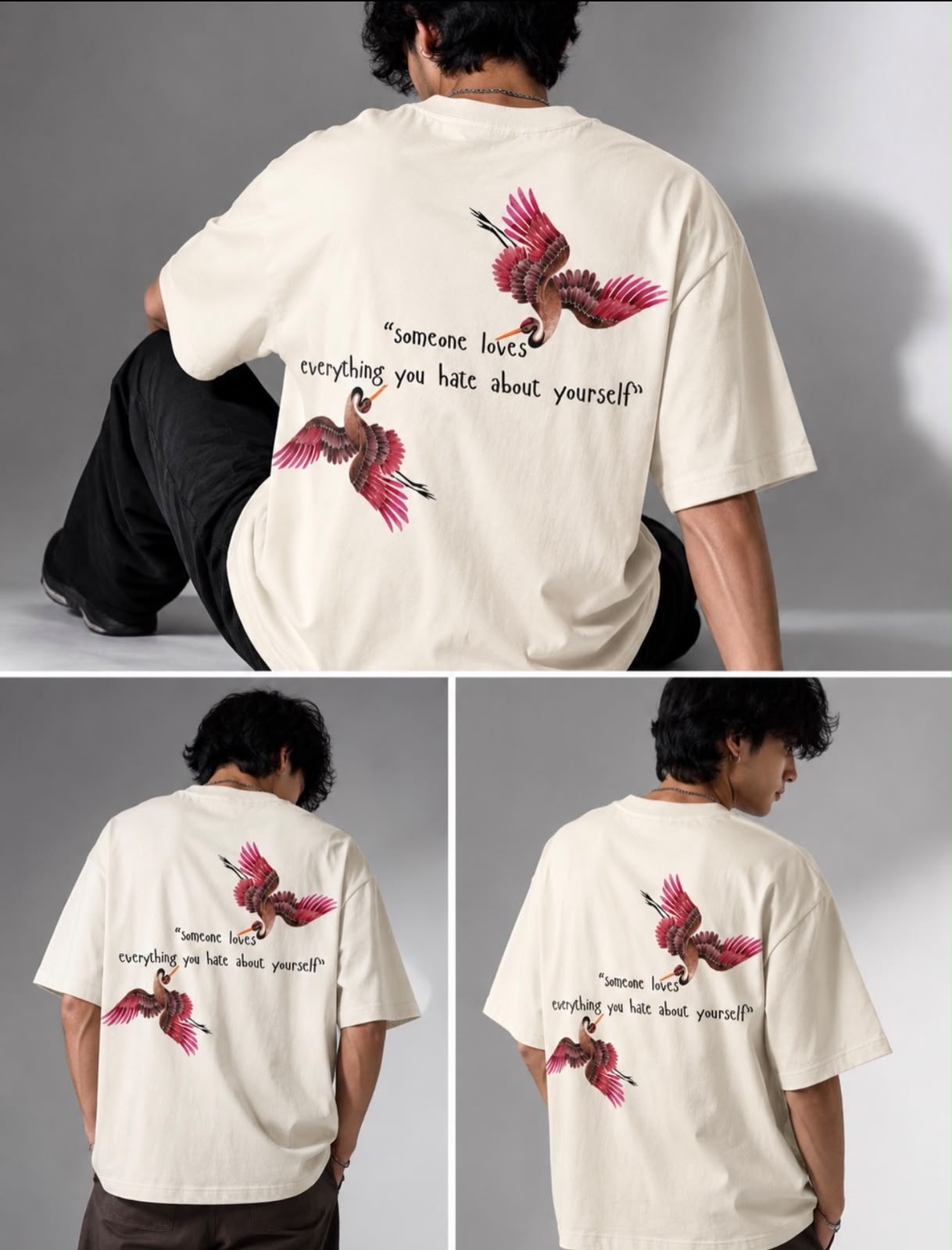 Someone Loves You Back Print Oversized T-Shirt