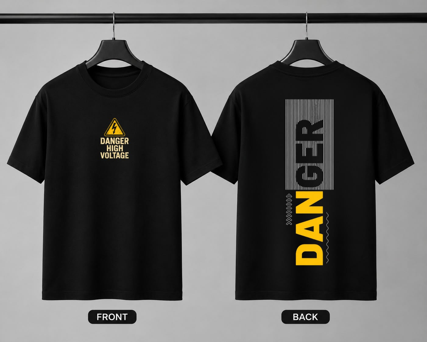 Danger Graphic Back Print Premium Cotton T-Shirt