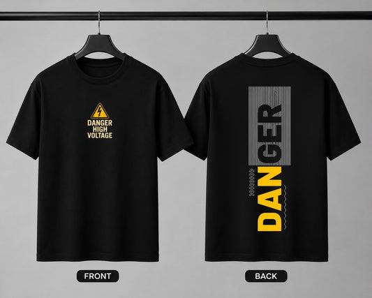 Danger Graphic Back Print Premium Cotton T-Shirt