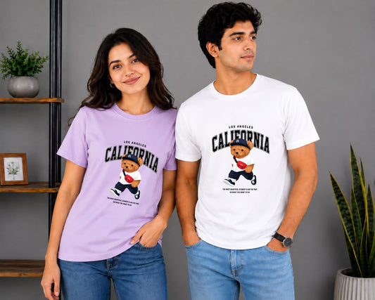California Teddy Bear Matching Couple T-Shirt Set