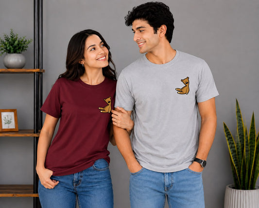 Cute Teddy Bear Matching Couple T-Shirt Set