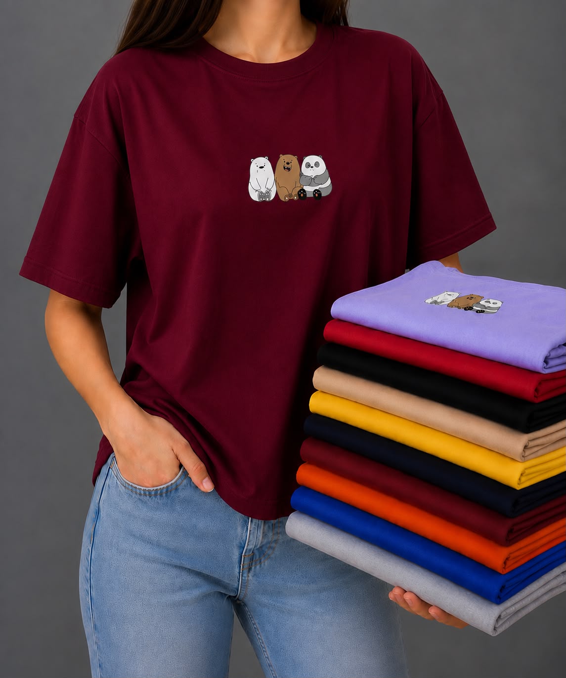 Cute Cartoon Bears Unisex Cotton T-Shirt