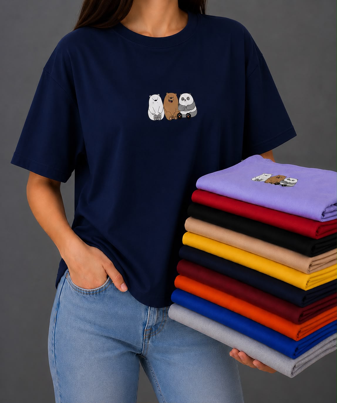 Cute Cartoon Bears Unisex Cotton T-Shirt