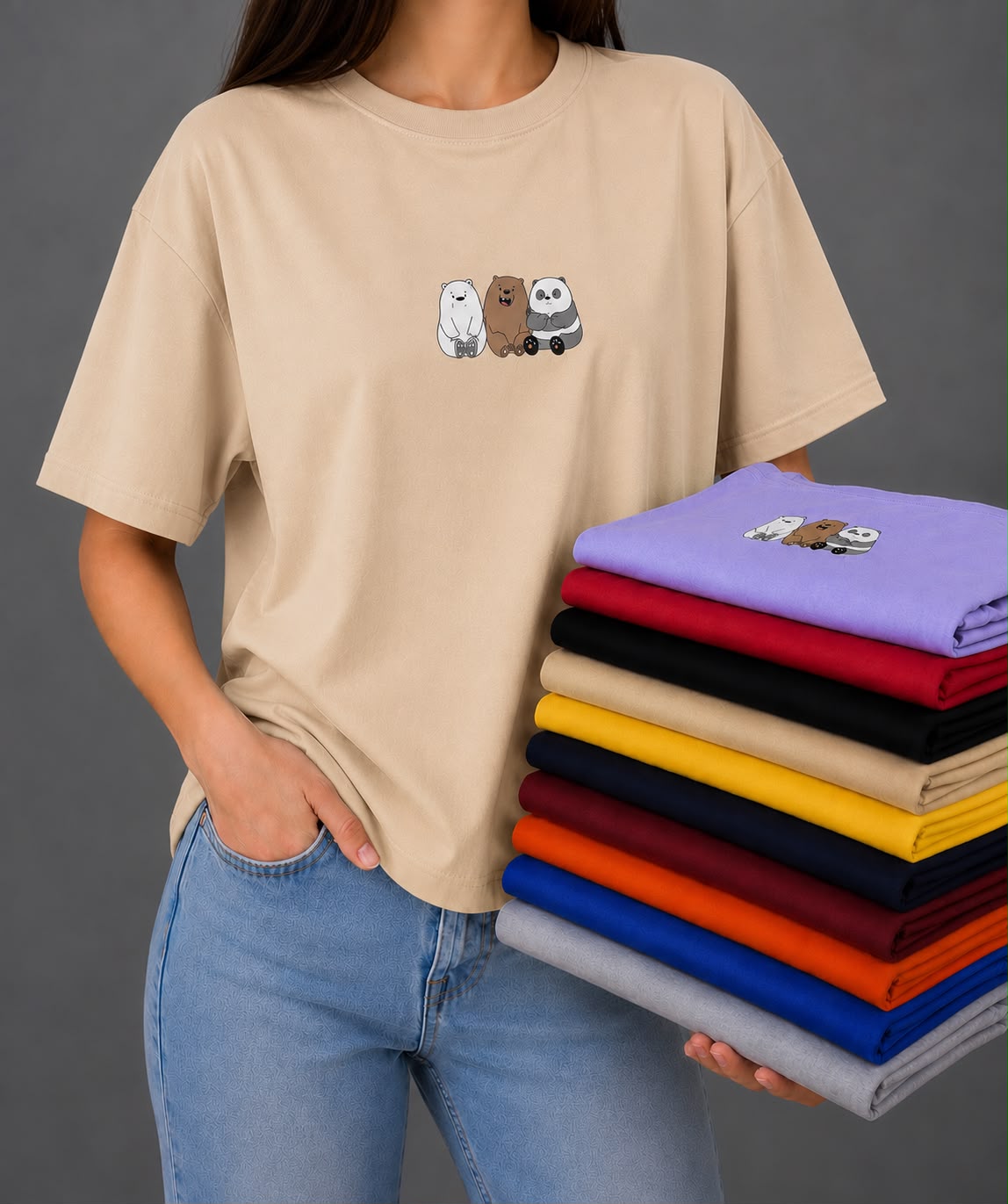 Cute Cartoon Bears Unisex Cotton T-Shirt