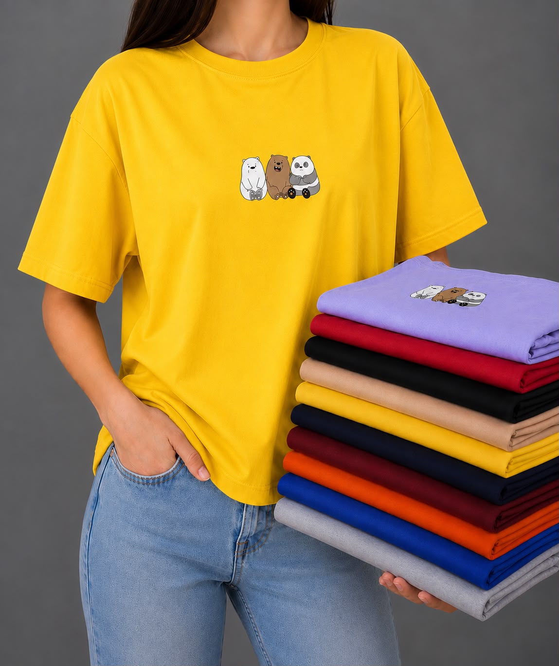 Cute Cartoon Bears Unisex Cotton T-Shirt