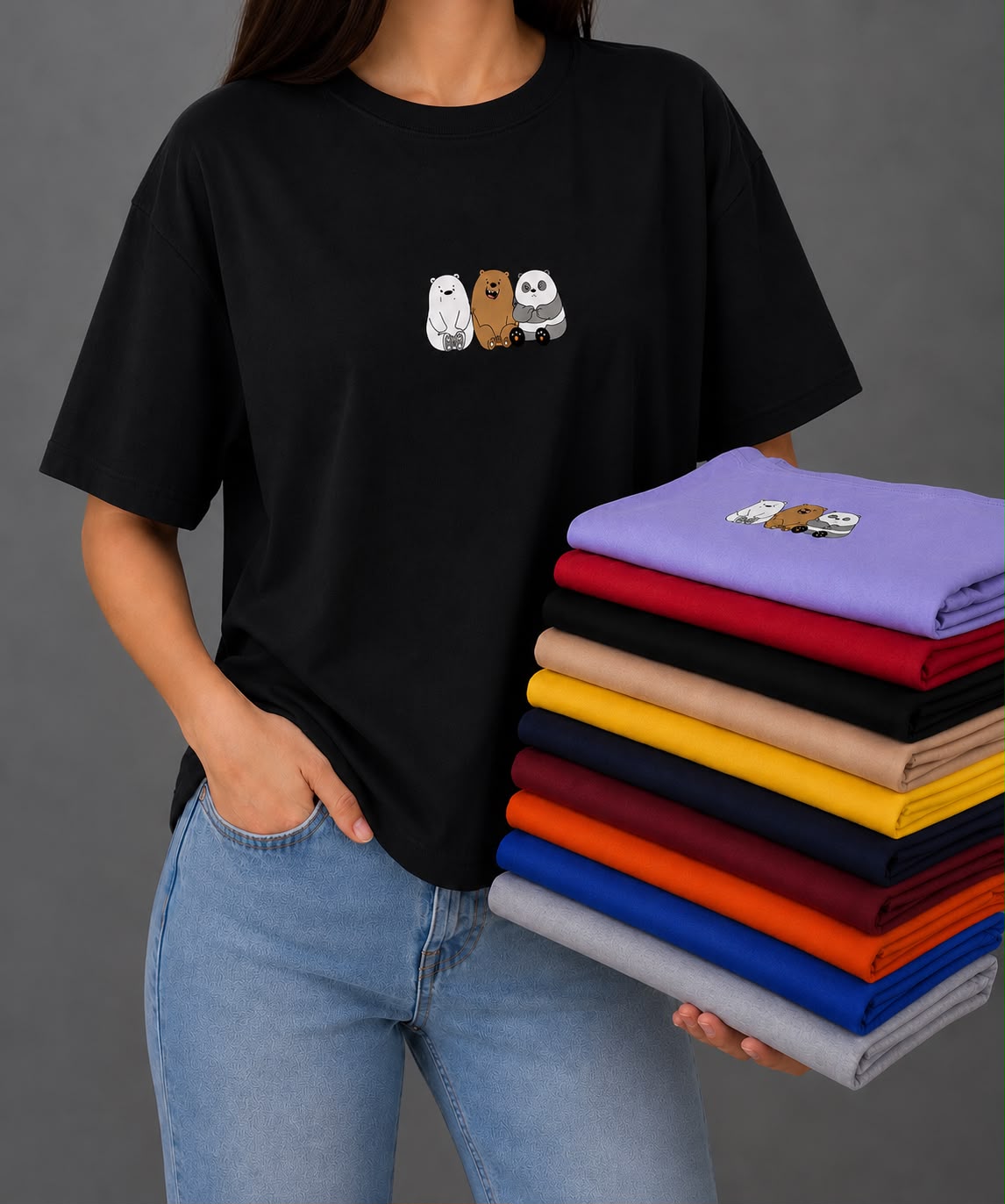 Cute Cartoon Bears Unisex Cotton T-Shirt