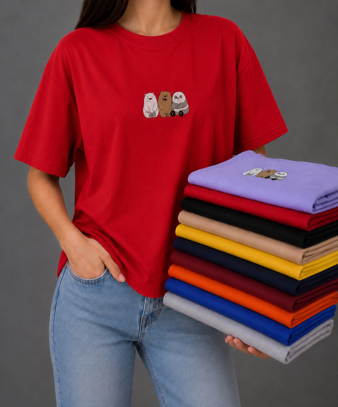 Cute Cartoon Bears Unisex Cotton T-Shirt