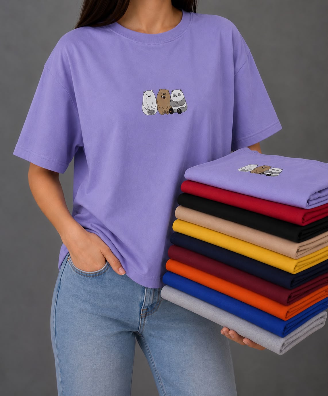 Cute Cartoon Bears Unisex Cotton T-Shirt