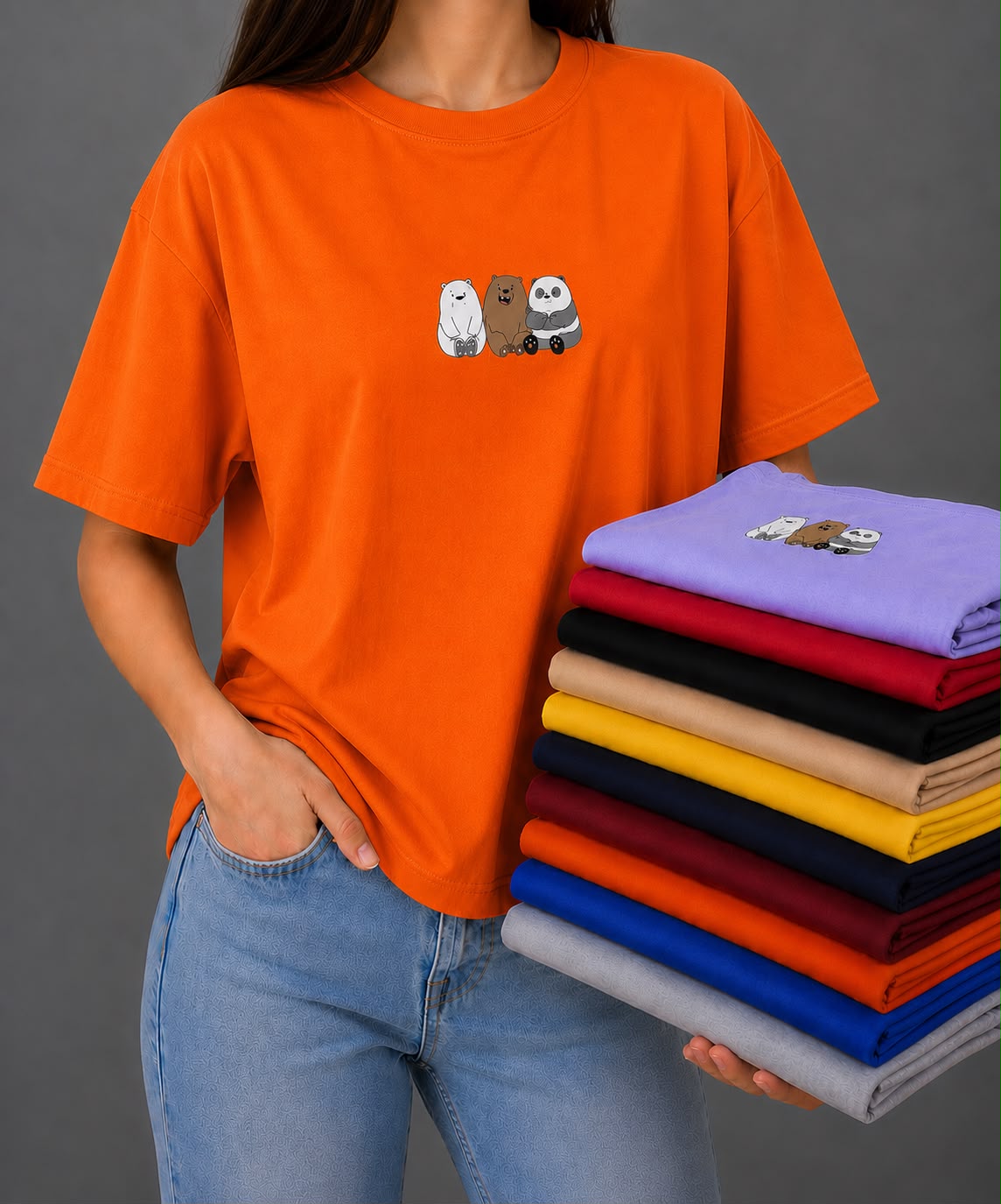 Cute Cartoon Bears Unisex Cotton T-Shirt