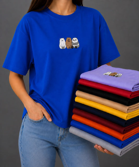 Cute Cartoon Bears Unisex Cotton T-Shirt