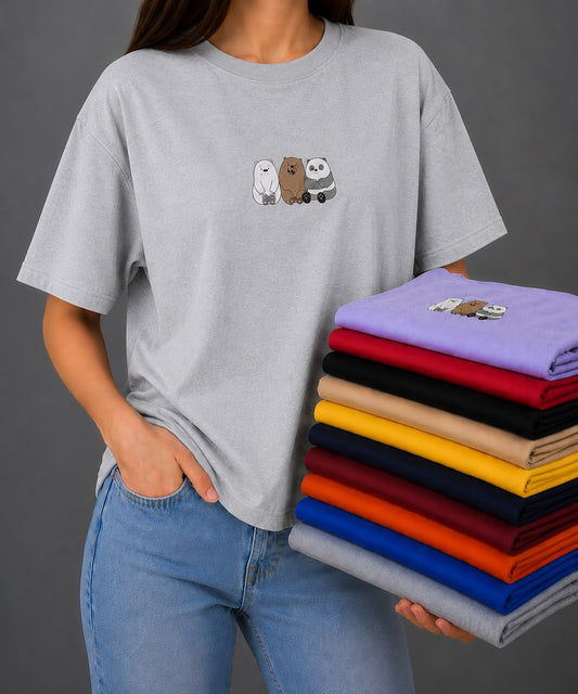 Cute Cartoon Bears Unisex Cotton T-Shirt