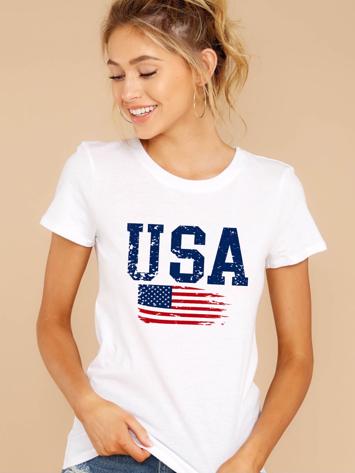 American Flag Graphic Cotton Tee