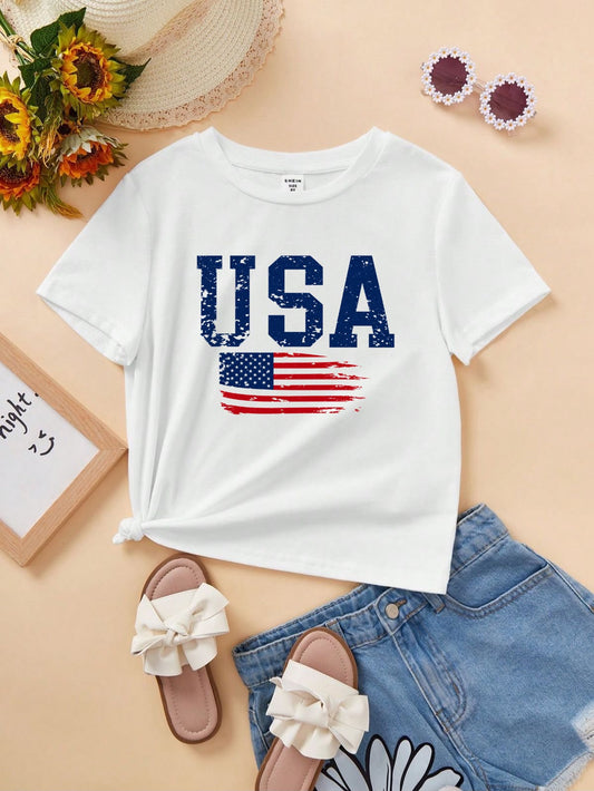 American Flag Graphic Cotton Tee