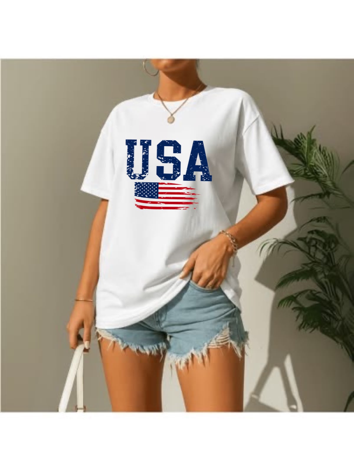 American Flag Graphic Cotton Tee
