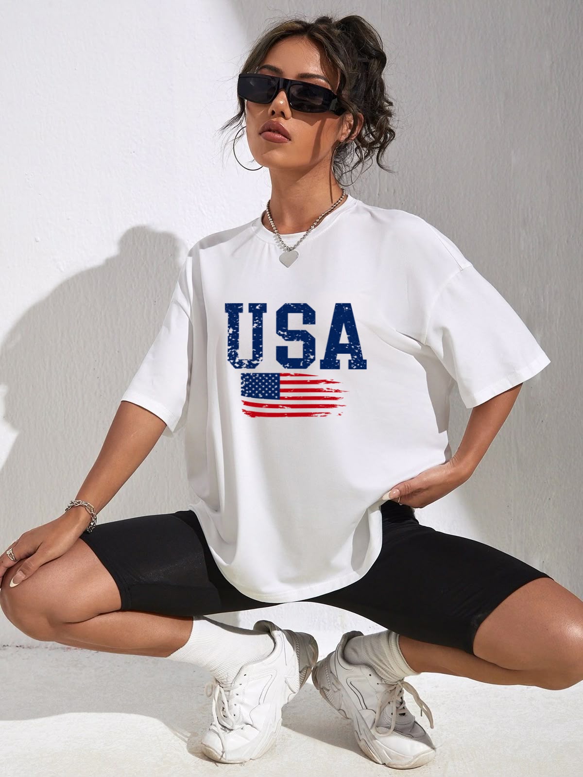 American Flag Graphic Cotton Tee