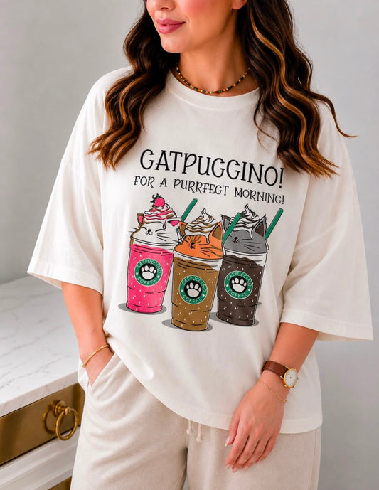 Catpuggino For A Purrfect Morning Graphic T-Shirt