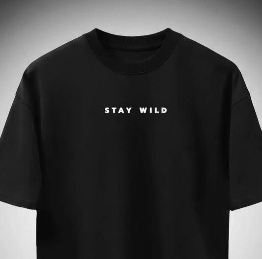 Stay Wild Barcode Forest Print T-Shirt