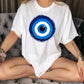 Blue Evil Eye Graphic Printed Oversized T-Shirt