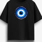 Blue Evil Eye Graphic Printed Oversized T-Shirt
