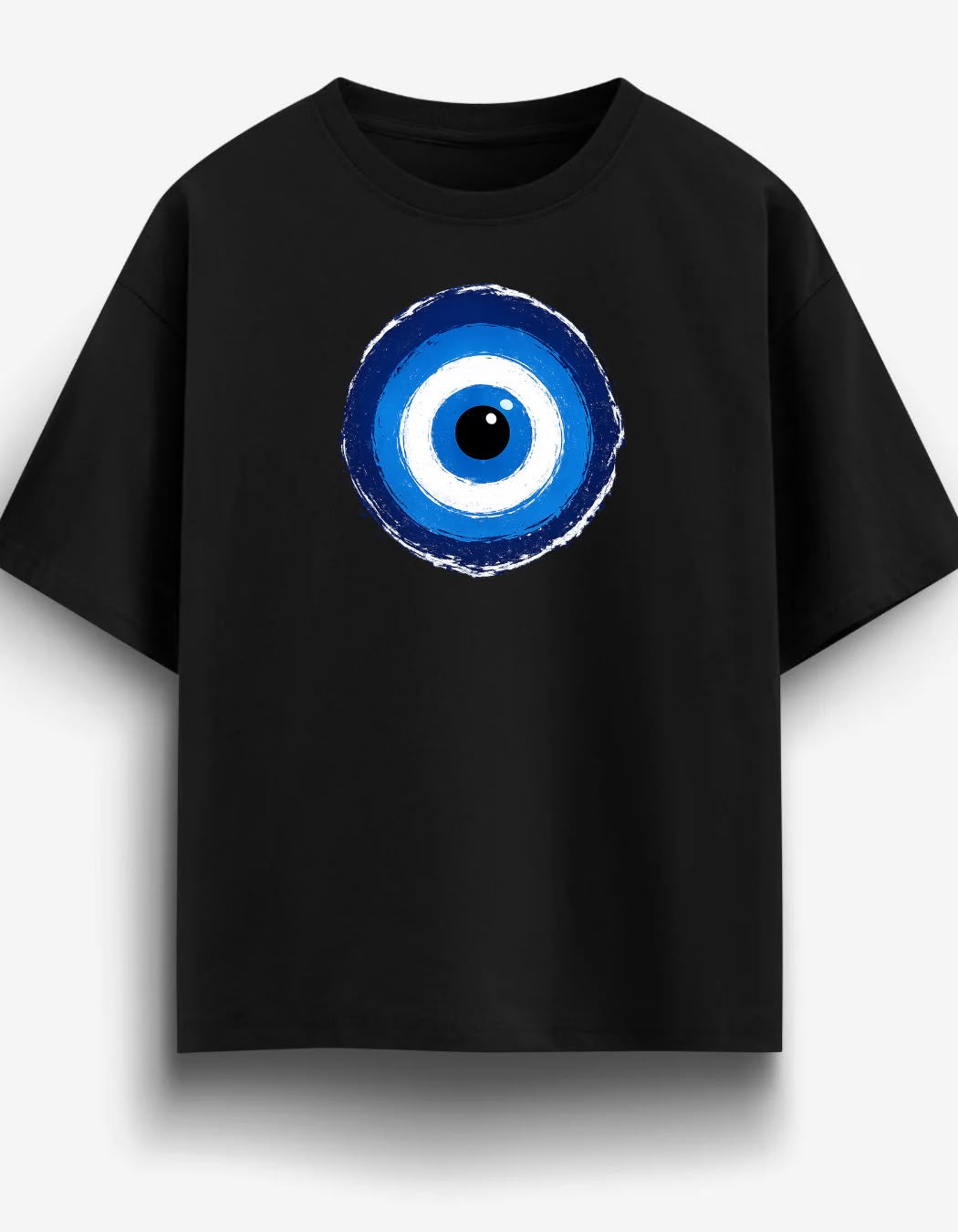 Blue Evil Eye Graphic Printed Oversized T-Shirt