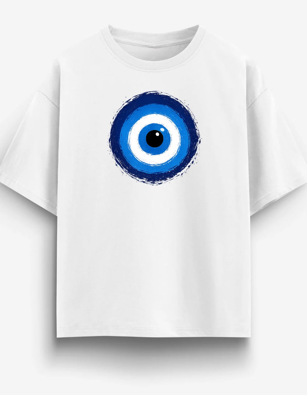 Blue Evil Eye Graphic Printed Oversized T-Shirt