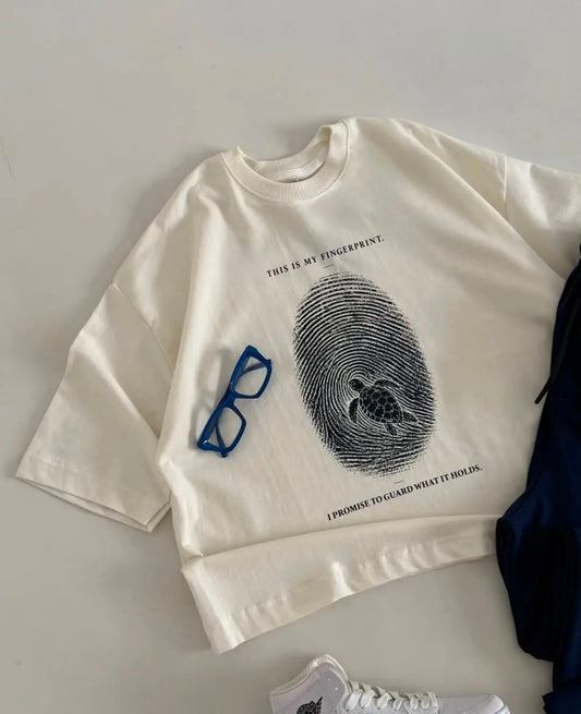 This Is My Fingerprint Turtle Print Unisex Cotton T-Shirt