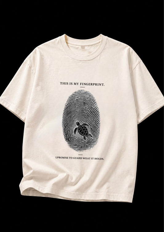 This Is My Fingerprint Turtle Print Unisex Cotton T-Shirt