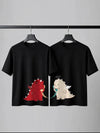 Cute Devil & Angel Dinosaur Matching Couple T-Shirts – Premium Cotton
