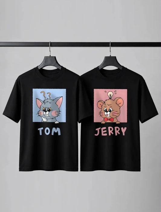 Tom & Jerry Matching Couple T-Shirts – Cute Cartoon Graphic Tees
