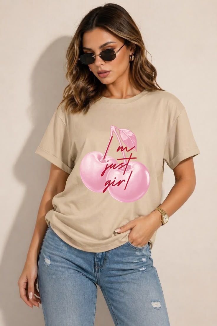 I'm Just Girl – Cute Cherry Aesthetic T-Shirt