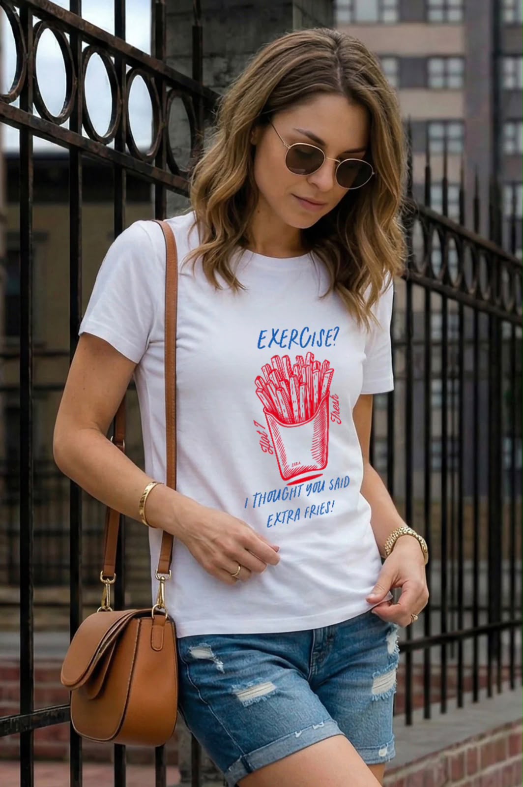 Extra Fries Over Exercise – Graphic T-Shirt for Food Lovers