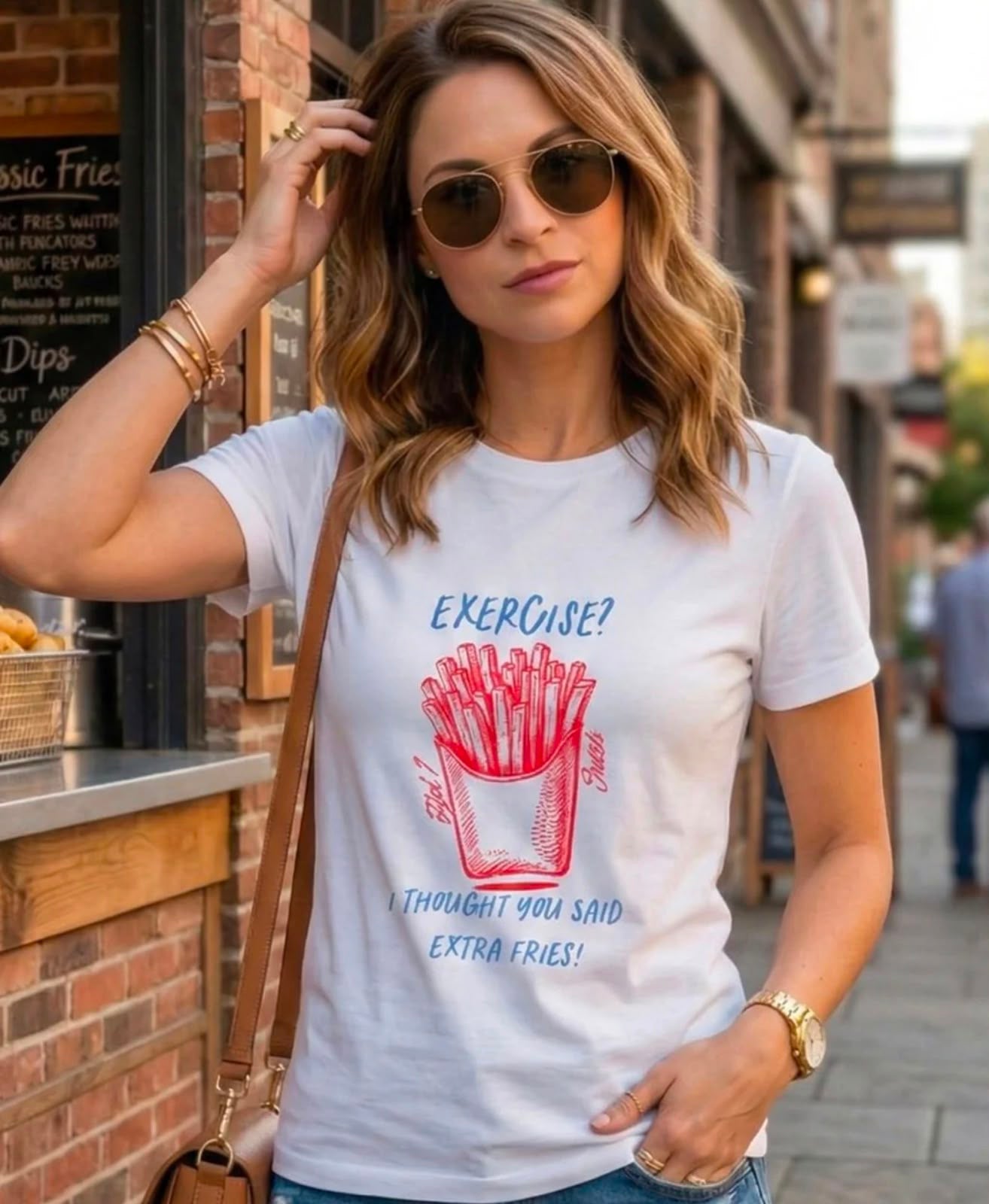 Extra Fries Over Exercise – Graphic T-Shirt for Food Lovers