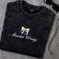 Acid Wash Cotton T-Shirt with Back Graphic Print