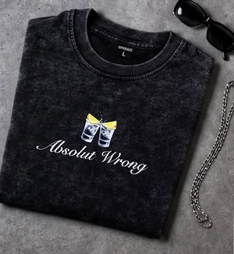 Acid Wash Cotton T-Shirt with Back Graphic Print