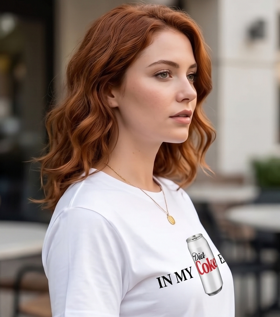 Minimal Aesthetic Diet Coke Print Cotton T-Shirt
