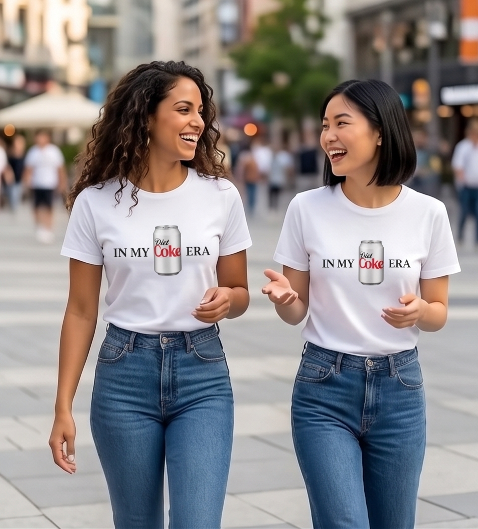 Minimal Aesthetic Diet Coke Print Cotton T-Shirt