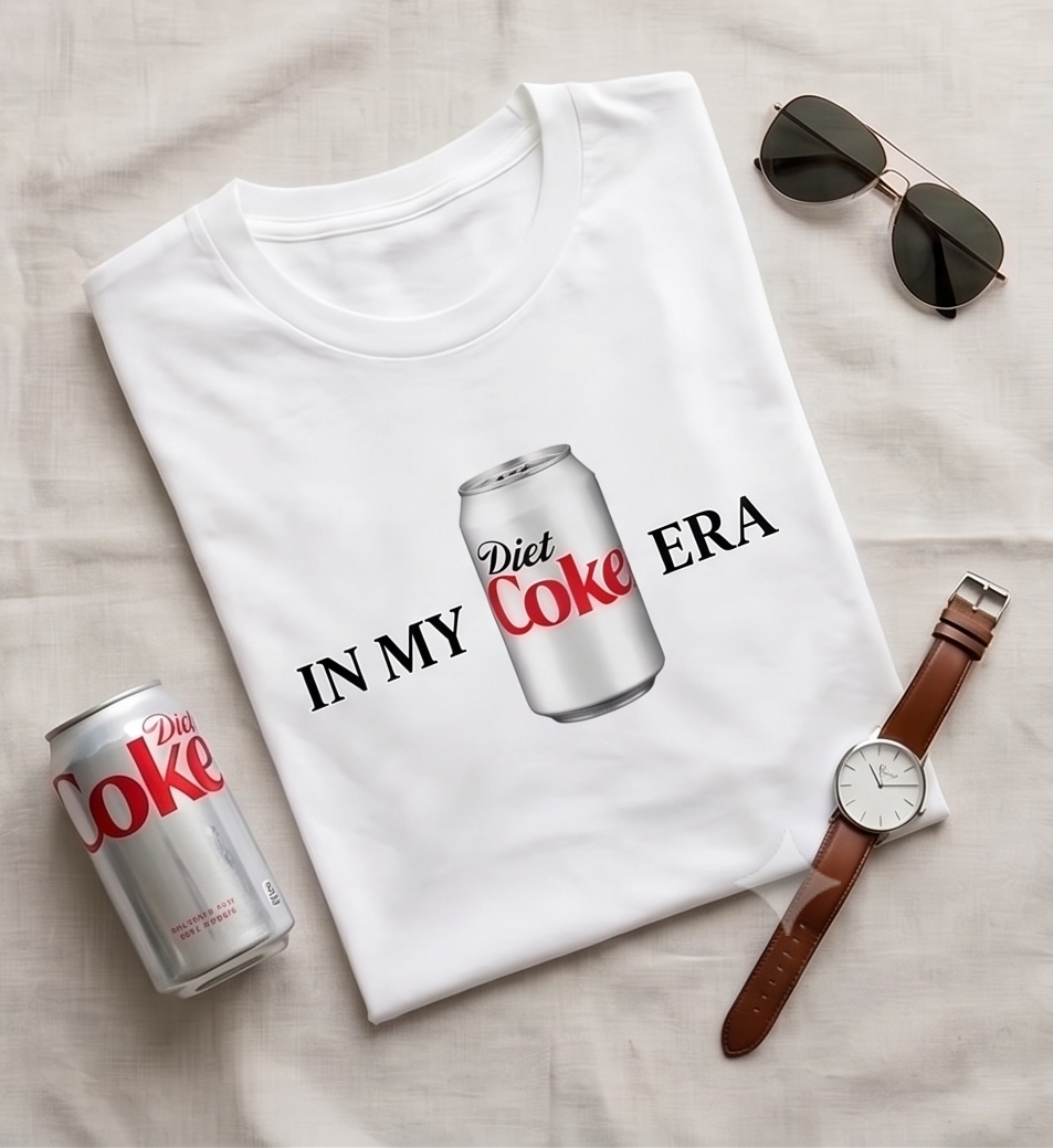 Minimal Aesthetic Diet Coke Print Cotton T-Shirt